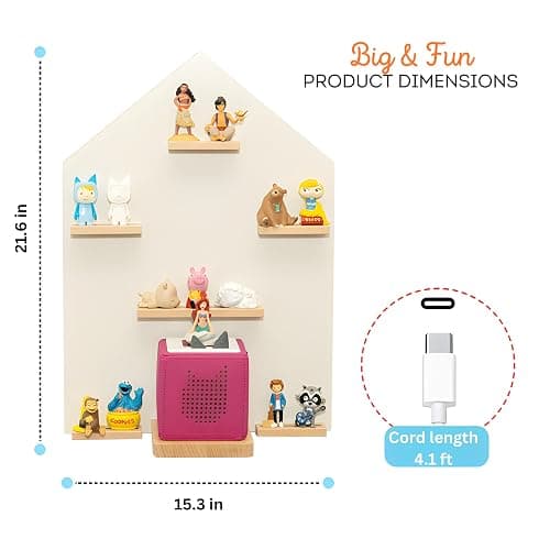 BigStep Large LED Magnetic Shelf for Tonies - Compatible with Toniebox and Tonies Characters - Metal Strips on Top and Bottom - Hang on Wall or Use Free Standing - Comparable to Tonies Shelf thumbnail 3