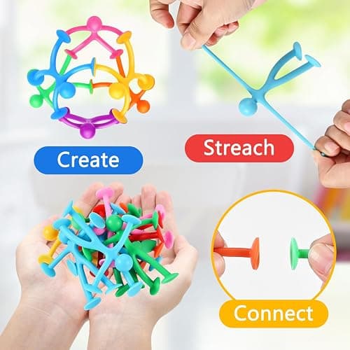 GOLDGE 50 Pack Suction Cup Fidget Toys Set,Humanoid Sensory Toys for Kids with Autism, ADHD, & Stress Relief, Bath & Travel Toys for Classroom,Party Favors, Stocking Stuffers for Boys Girls thumbnail 6