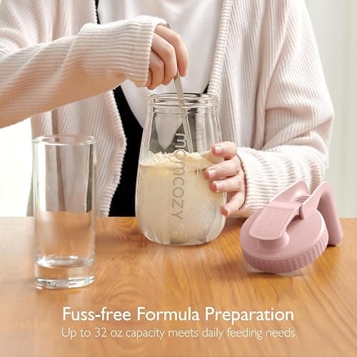 Momcozy Breast Milk Pitcher, Resistant to Heat and Cold Abrupt Temp Swings, No Leak Breast Milk Fridge Storage Container With Wide Mouth, Fast Baby Formula Maker, Breastfeeding Essentials, Pink thumbnail 2