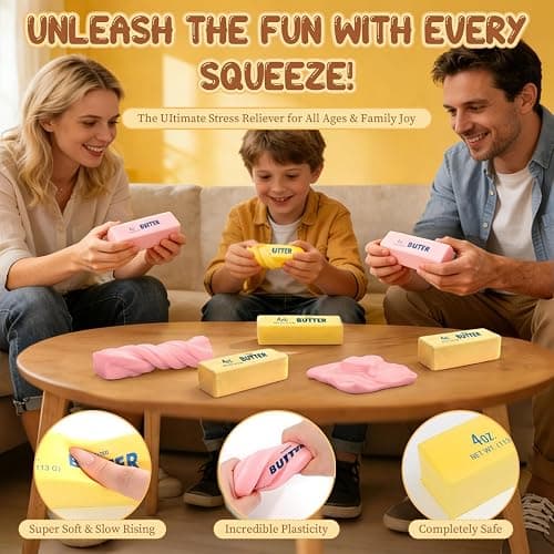 2Pcs Butter Toy, Slow Rebound Butter Stick Block Stress Relief Sensory Decompression Fidget Toys for Kids Adults Office Home thumbnail 4