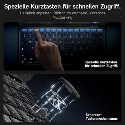 HOU Hülle mit Tastatur für iPad Air 11 Zoll (M3/M2) & Air 5./4. Gen & iPad Pro 11 Zoll (M4/4./3./2./1. Gen) – Leicht und tragbar, Weltraumleder, verstärkte Vier-Ecken-Schutz, QWERTZ thumbnail 8