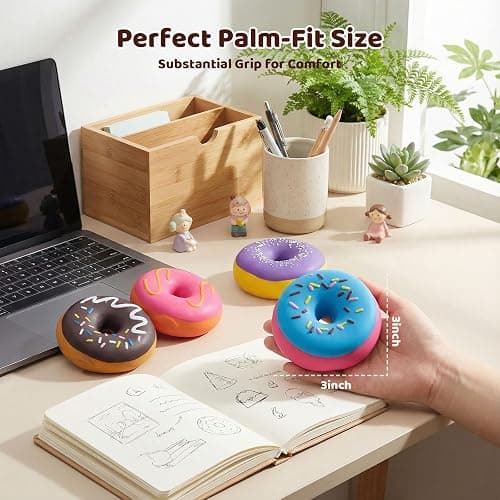 LovesTown 4PCS Donut Stress Ball - Artificial Donut Sensory Toys for Birthday Party Favors, Photo Props & Display thumbnail 4