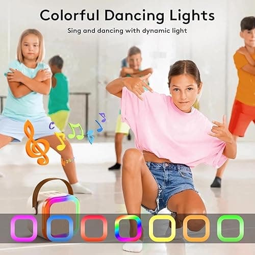 Karaoke Machine for Kids,2025 New Mini Portable Karaoke Toys, Karaoke Speaker with 2 Wireless Mics & Light for Home Party for Adults,Birthday Gifts for Girls and Boy Age 3-12 +Year Old (White-2 M IC) thumbnail 6