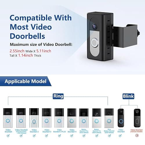 KIMILAR Anti-Theft Video Doorbell Mount Compatible with Ring/Blink Wireless Video Doorbell, Adjustable Mounting Bracket Accessories for Houses, Apartments, Businesses, Not for Blink 2nd Gen thumbnail 2