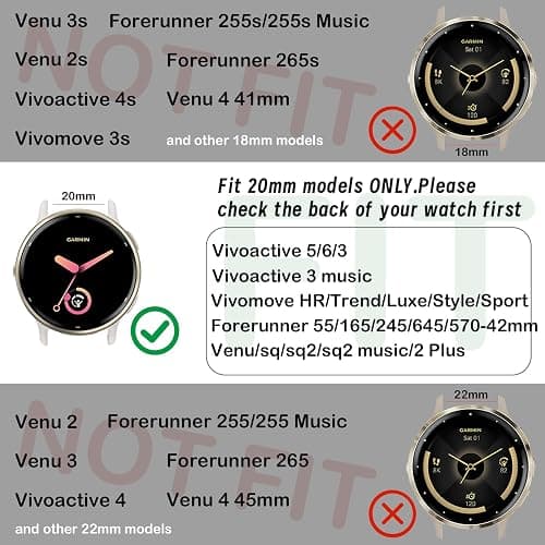 Folavii 20mm Magnetic Braided Nylon Band Compatible With Garmin Vivoactive 6/Vivoactive 5/3/3 Music Watch Bands, Quick Release Stretchy Strap Replacement for Venu Sq 2/Forerunner 55/165/245/645 thumbnail 2