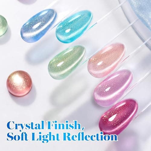 Beetles Crystal Garden Cat Eye Gel Nail Polish Set - 6 Colors 15ML Full Size Spring Gel Polish Kit Glitter Pink Blue Orange Green Magnetic Effect Soak Off UV Nail Art DIY Manicure Gifts for Women thumbnail 7
