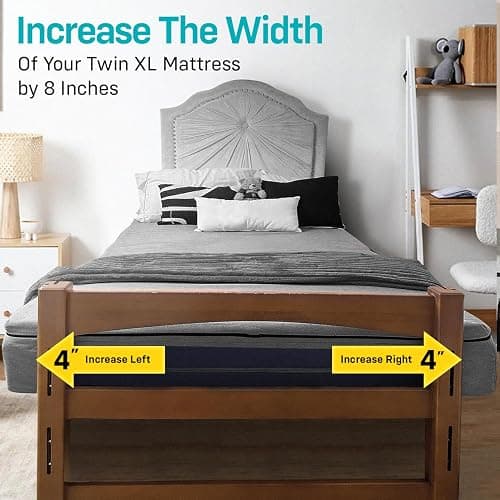 3 Inch Twin XL Mattress Topper by Expand a Bed - Lumbar Support for Back Comfort & Better Sleep - Expands 8 Inches in Width, Breathable, Medium-Firm Cooling Gel Memory Foam Topper with Washable Cover thumbnail 2