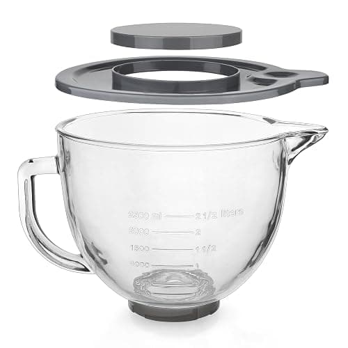 Glass Mixing Bowl Accessory 5 Quart - Compatible with KitchenAid 4.5 and 5 Quart Tilt-Head Stand Mixers (With Lid & Lock Ring) thumbnail 8