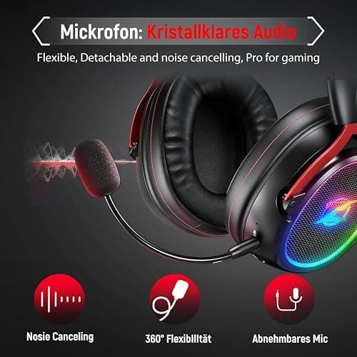 Ozeino Wireless Gaming Headset for Ps5 Ps4 PC Laptop Switch -2.4GHz Wireless Headphones with Detachable Noise Canceling Microphone 40H Playtime, Black thumbnail 4