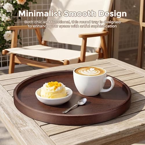 Round Bamboo Wooden Tray, 12 Inch thumbnail 5