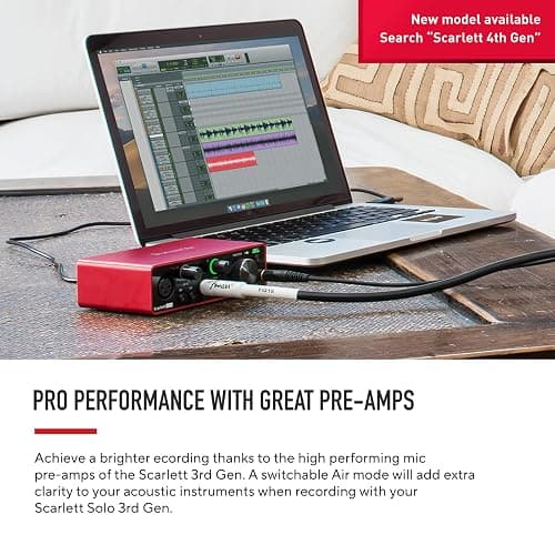 Focusrite Scarlett Solo 3rd Gen USB Audio Interface, The Guitarist, Vocalist, Podcaster Or Producer, Studio Quality Sound, Red thumbnail 2