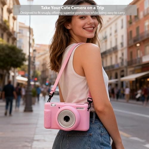 Frevyve Case for Sony ZV-1F, ZV-1 II Vlog Camera Accessories, ZV1F Soft Silicone Protective Case, Slim Fit Sleeve with ZV 1F / ZV-1 II Screen Protector, Lightweight, Anti-Scratch (Pink) thumbnail 2