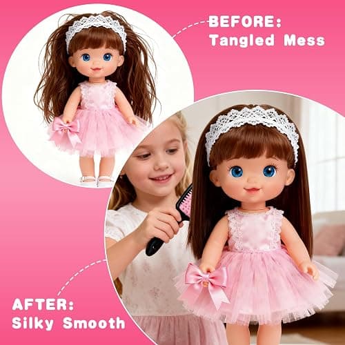 Doll Hair Brush Compatible with American Girl, Doll Wig Brush Set with Spray Bottle Detangle Brush Curly Hair Comb Set Fit for American Girl Doll Accessories, Doll Head Hair Styling Brush Set 8 PCS· thumbnail 6
