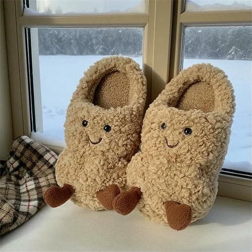 Gyios Memory Foam Slippers Winter Cartoon Fun Peanut Warm Indoor Fashion Casual Comfortable Non-slip Household Cotton Shoes-khaki-36-37 thumbnail 5