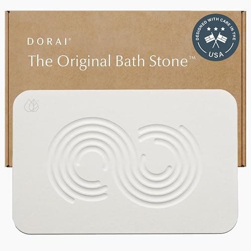 Dorai Home Stone Bath Mat - Premium Diatomaceous Earth Bath Floor Mats with Non-Slip Base, Fast-Drying Modern Shower Mat for Bathroom | Zen Sandstone - 23.6"x15.4" - Image 1