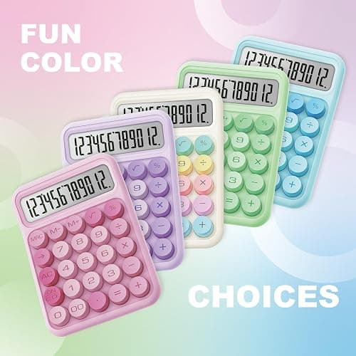 CATIGA Mechanical Switch Calculator, Pink Calculator with 12 Digit Large LCD Display & Big Buttons for Office Desk, Classroom Math, Back to School Supplies, Cute Aesthetic Desk Accessories thumbnail 7