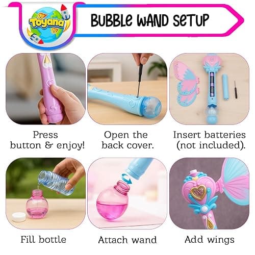 Kids Butterfly Bubble Wand, Light Up Automatic Bubbles Maker Machine with Bubble Solution, Magic Fairy Wand Outdoor Garden Bubbles Blower Activity Gift Toy Leak-Proof Design for Children Ages 3+ Years thumbnail 5