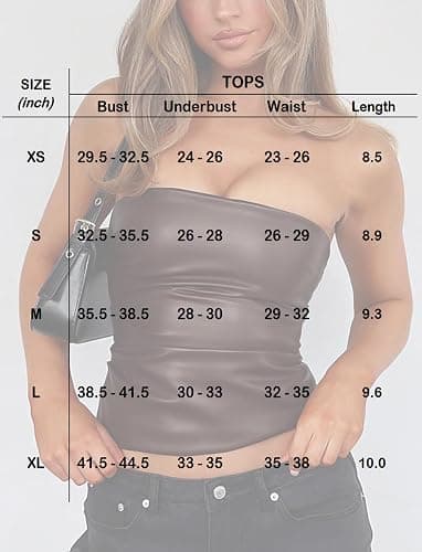 OZICERD Faux Leather Tube Top Strapless Going Out Tops for Women Sexy Club Tops Rave Concert Outfit Ruched Bandeau Crop Top thumbnail 2