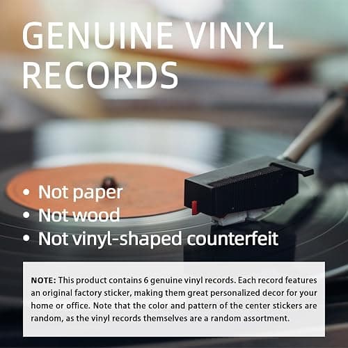 Leptetek 6 PCS Vinyl Records Decorations 12 Inch with Markers, Double Side Tape and Vinyl Center Label, Vintage Record Decor for Wall Aesthetic, Rock & Roll Music Party Decor thumbnail 4