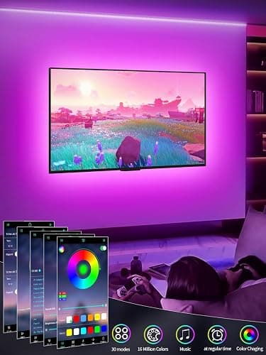 GIPOYENT TV LED Backlight,Sync to Music LED Strip Lights for 32-50 inch TV, LED TV Lights with Bluetooth Function,Led Lights for Bedroom RGB Colors Changing for Home Theater Non-Waterproof (6.56ft) thumbnail 3