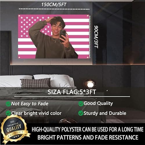 3x5 Ft Malachi Barton Flag,Pink american malachi barton flags Tapestry,Funny poster For College Dorm Room Decor,Outdoor Parties, Gift,Tailgates Yard,Poster for Bedroom Decoration,Four Brass Grommets thumbnail 3