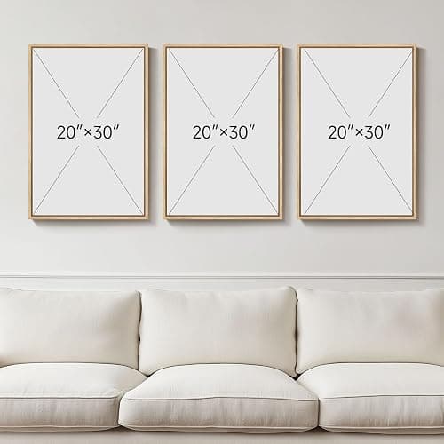 Large Framed Black and White Neutral Abstract Wall Art, 3 Piece Minimalist Canvas Prints Paintings Artwork for Walls, Boho Geometric Pictures for Living Room Hallway Office Wall Decor Total 30x60 In thumbnail 3