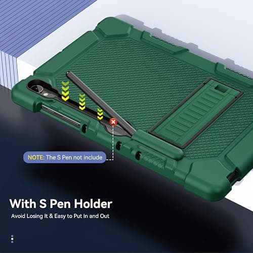 Cantis Case for Samsung Galaxy Tab S10 FE/ S9 FE 5G 10.9 Inch/Galaxy Tab S9 11 Inch 2023, Heavy Duty Shockproof Tablet Case Support S Pen, Alpine Green thumbnail 5