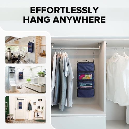 Suitcase Organizer, Travel Luggage Organizer Hanging Shelves Packing Cube Closet/Collapsible Portable Travel Organizer for Carry-on thumbnail 4