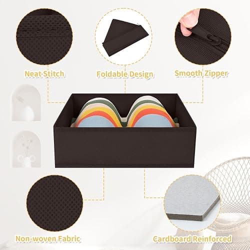 DIMJ Drawer Organizer 15 Pack - Foldable Baby Organizers and Storage & Dresser Organizer for Nursery, Bedroom, Closet - Nursery Organization Dresser Dividers for underwear, Sock, Bra, Belt, Tie, Brown thumbnail 4