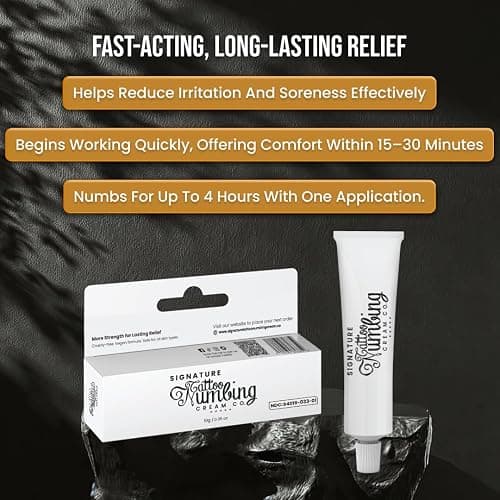 Signature Numbing Cream with 5% Lidocaine – Maximum Strength Topical Anesthetic for Pain Relief, Burn, Itching – Local and Anorectal Uses - Best Hemorrhoid Treatment (Signature Tattoo Cream 10g) thumbnail 4
