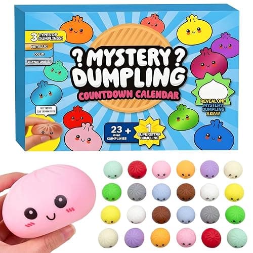 Fanskaty 24Pcs Dumpling Mystery Box,Dumplings Squeeze Stress Balls for Adults,Soft and Squeezable Stress-Relieving Dough, Birthday Gifts (24Pcs-A) - Image 1