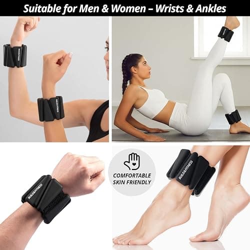 Wrist & Ankle Weights, Adjustable Bands for Women & Men Workouts, Set of 2 – 2lb or 4lb (1lb or 2lb each strap) Ideal for Runs, Jogs, Walks, Yoga, Dance, Pilates, Cardio, Aerobics, Strength Training thumbnail 3