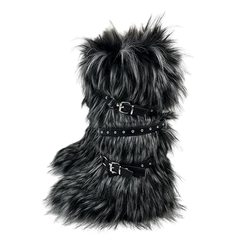 YFJNV Fur boots for women, Pink fuzzy boots with y2k style, Tall furry boot for winter, Comfortable shoes - Image 1