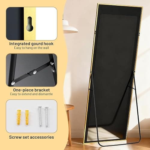 Simple Deluxe Full Length Mirror, 71"x26"Large Floor Mirrors, for Wall Door Bedroom Bathroom Living Room (Gold) thumbnail 5