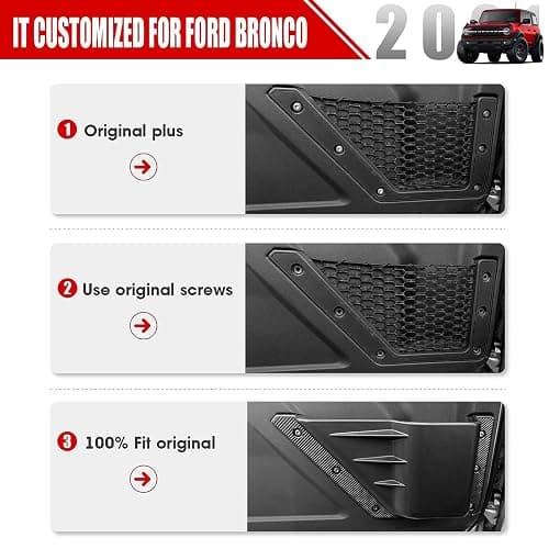 Mabett Front Door Storage Pockets for Ford Bronco Accessories 2026,2021-2025, Side Door Organizer Box fit Bronco 2/4-Door, Insert Cup Holder(2PCS) thumbnail 2