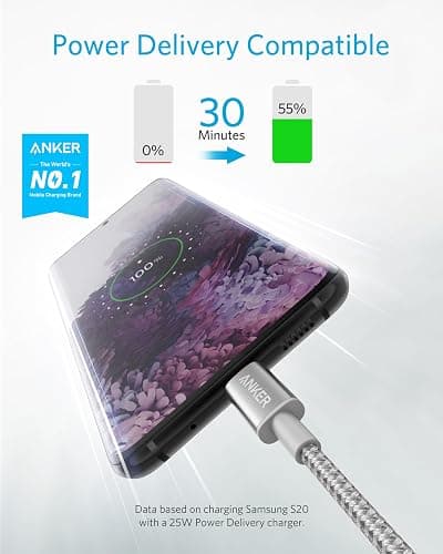 Anker USB C to USB C Cable, Type-C 60W Fast Charging Cable (6 FT, 2Pack) for iPhone 17 Series, iPad mini 6 and More (Silver) thumbnail 2