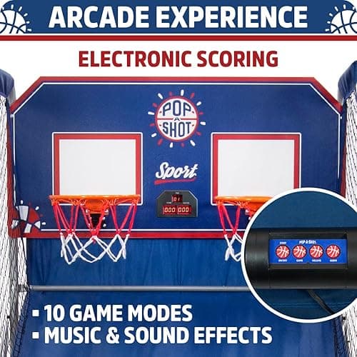 Pop-A-Shot - Dual Shot Sport | Arcade Basketball Game for Home | Paddle Scoring Hoop, 10 Game Modes, 4 Balls | Foldable for Easy Storage | Fun for All Players thumbnail 5
