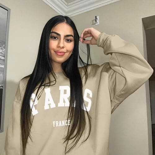 Tuislay Paris College Sweatshirt for Women Oversized Trendy Comfy Crewneck Sweatshirts Casual Graphic Pullover Tops Unisex thumbnail 3