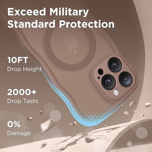 CAPRARO Cute for iPhone 15 Pro Case, Compatible with MagSafe, [Curly Wave Edge] [Full Camera Protection] [14 FT Drop Protection] Magnetic Phone Case for 15 Pro 6.1 Inch, Brown thumbnail 5