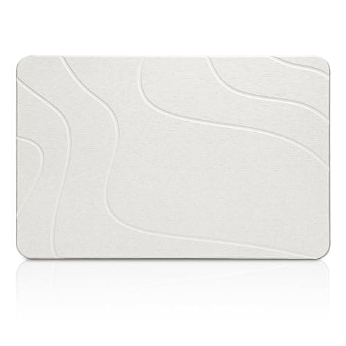 Ceecysaa Stone Bath Mat, Non-Slip Diatomaceous Earth Shower Mat, Quick Drying Bath Mat Stone, Super Absorbent Diatomite Bath Mats for Bathroom Kitchen, Easy to Clean, 60 x 39cm, White - Image 1
