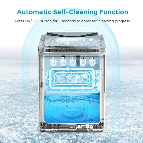 Ice Makers Countertop, Self-Cleaning Function, Portable Electric Ice Cube Maker Machine, 9 Pellet Ice Ready in 6 Mins, 26lbs 24Hrs with Ice Bags and Scoop Basket for Home Bar Camping RV(Black) - Bullet Ice - 26lbs - Black(Limited Edition) - 1 thumbnail 3