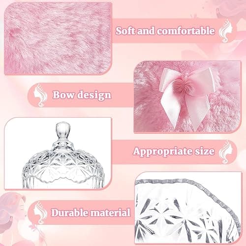 5 Pcs Large Powder Puff and Container with Spoon, Dusting Powder Container with Puff, Washable Reusable Velour for Body Powder Glitter Bathroom Vanity, Crystal thumbnail 3