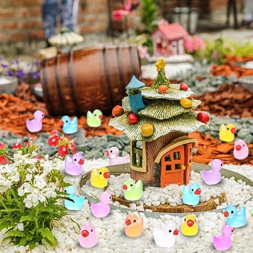 DULEFUN 200pcs Luminous Mini Resin Ducks 20 Colors Small Tiny Little Duck Figurines to Hide Glow in The Dark Miniature Figures for Dollhouse Micro Garden Landscape Decoration Craft Party Favors Toys thumbnail 7