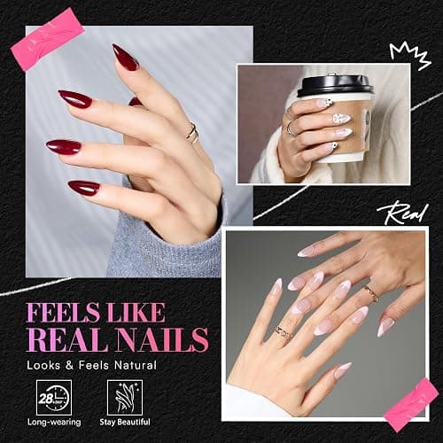 Makartt Short Almond Nail Tips: 504PCS Pre Etched Clear False Nails Tips Almond Shapes, 15 Sizes Full Cover Half Matte Soft Acrylic Press On Nail Extensions Supplies Salon and DIY at Home thumbnail 2