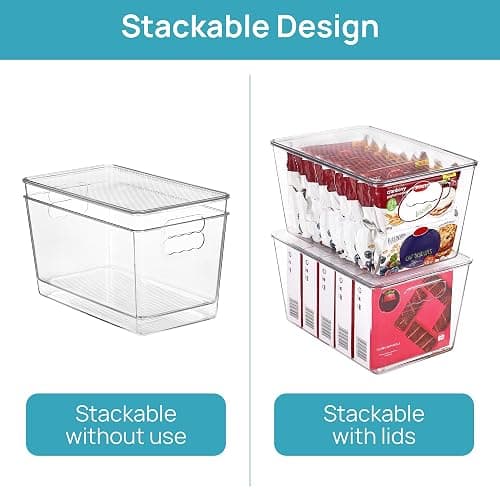 Vtopmart 6 Pack Clear Stackable Storage Bins with Lids, Large Plastic Containers with Handle for Pantry Organizer and Storage,Perfect for Bathroom,Cabinet,Kitchen,Fridge,Closet Organization thumbnail 4