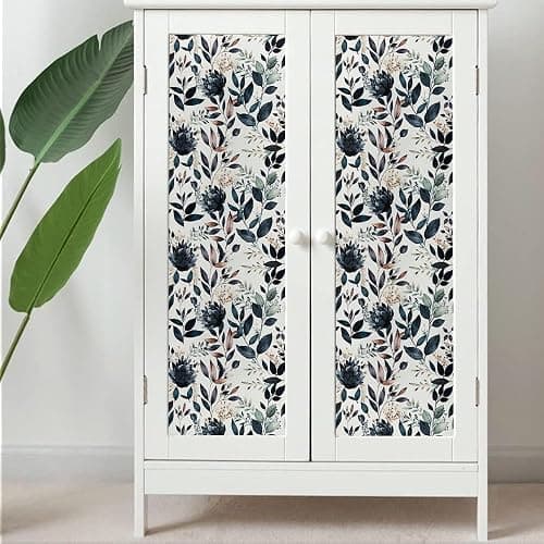 MuralPeel Dark Blue/Yellow Leaf Floral Peel and Stick Wallpaper Vintage Easy Peel Off Self Adhesive Removable Stick on Wall Paper for Kitchen Cabinet Renter Friendly thumbnail 6