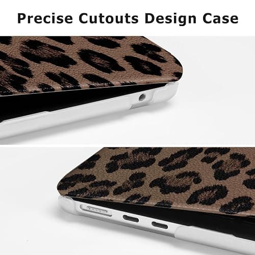 MOSISO Compatible with MacBook Air 13 inch Case M5 M4 M3 M2 | Cheetah Spots PU Leather Coated Hard Shell&Keyboard for MacBook Air 13.6 inch Case 2026-2022 A3449 A3240 A3113 A2681, Brown thumbnail 4