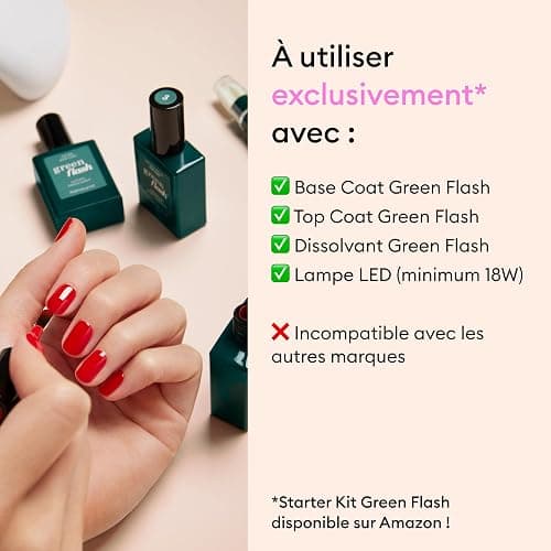 Manucurist Green Flash LED Hollyhock - Gel Ongle Rouge Noir - Vegan, 9-Free, Vernis Gel UV Semi Permanent - Gel Polish Vernis Semi Permanent - Vernis Semi Permanent Rouge - Made in France - 15 ml - Hollyhock thumbnail 5