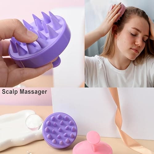 12 Pcs Hair Brush Set for Women, Spray Bottle, 3 Pieces Slick Back Hair Brushes for Toddlers, Soft Scalp Massager, Detangling Hairbrush for Wet Dry Curly Hair Detangling, Wide Tooth Combs (purple) - Purple thumbnail 6
