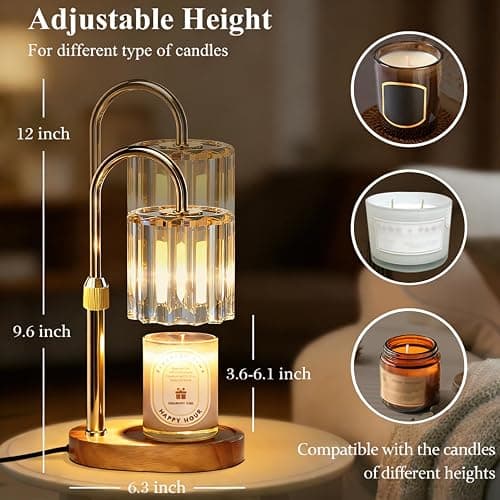 Lukasa Candle Warmer Lamp, with Timer Dimmer Adjustable Height, Home Decor, Room Decor, Wax Melt Warmer for Candles, Gifts for Mom, Gifts for Mother's Day, Birthday Gifts for Women thumbnail 2